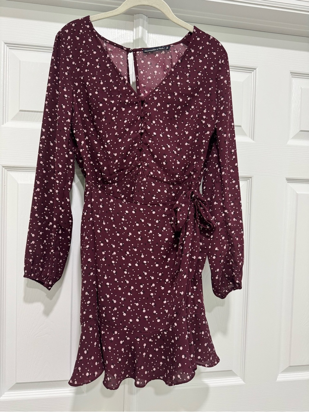 Abercrombie & Fitch Burgundy Mini Dress with White Dot Print